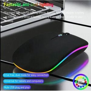 Dual-Mode Silent Wireless Mouse with Colorful RGB Backlight, Wireless Connectivity, Ergonomic Design for Laptops and Desktops, Drive-Free Operation, USB Plug & Play, Perfect for Office or Gaming