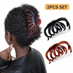 Strong Hair Claw Clips for Women – 2 pcs Durable Hair Clips for Thick Hair, Black & Dark Tortoiseshell