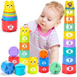 Digabi Random Colors Children's Educational Stacking Cups, Rainbow Tower Children's Toy, Children's Ring Toss and Cup Stacking Game, Beach Toy, Holiday Gift, Birthday Gift
