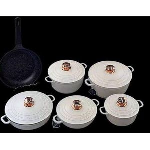 6pcs Set Non-stick Die Cast Iron Cookware- Non-Toxic Plus Free 1 dozen Wall Hook