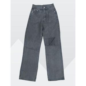 High quality ladies long length baggy cut ripped boyfriend jeans 