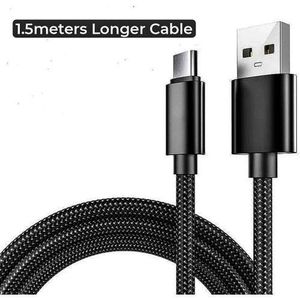 TYPE A1 20W 1.5meters Fast Charge TYPE C USB cord phone charger Cable For Samsùng Tècno ìnfinix Rèdmi Android (blkTPCbraid)