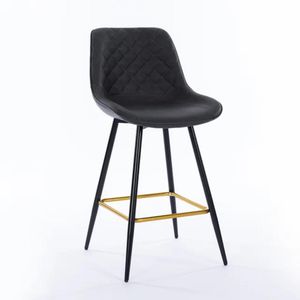 Modern Luxury Quilted Bar Stool – Black & Gold
