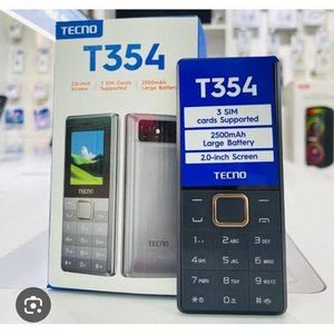 Tecno T354, 2.0 Display, 3 sims, Type C, FM Loud Speaker,Torch,2500mAh- Black