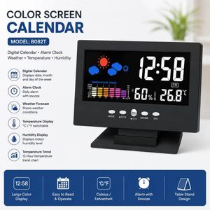 Color Screen Digital Calendar Clock - LED Weather Station Alarm Clock 