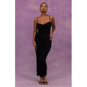 Dulzura Pu Faux Leather Women Slit Midi Dress Strap V Neck Backless Bodycon  Sexy Streetwear Party Elegant Autumn Winter Club