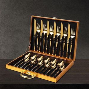 Set Of 24pcs Gold Plated Cutlery Spoon Fork And Knife Set