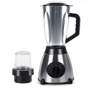 2L 1500W 2-in-1 Blender and Grinder, Stainless Steel Body & Jar, with Grinding Cup, Multi-Speed P-0-5, 6 Blades 4500 RPM, Food Grade, for Smoothies, Spices, Coffee, Nuts, Anti-Rust