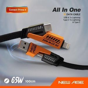 New Age Connect Prime 4 65W (4-in-1 Multiport) 1M Type C To Lightning Cable + IPhone Cord