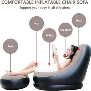 Inflatable Sofa Lazy Couch Bag Chair With Footstool