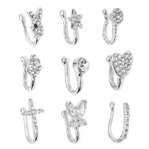 9 Pcs Fake Nose Rings Shiny Fashionable No Piercing Nose Cli
