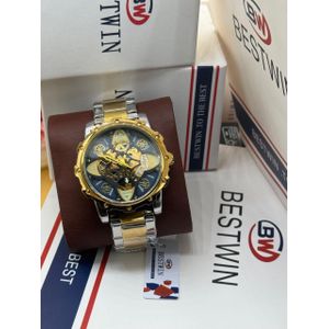 Bestwin Exclusive Quality Luxury designer Silver/gold chain chronograph wristwatch