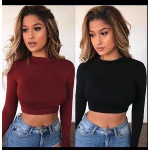 Fashion Crop Top Long Sleeve Top For Ladies