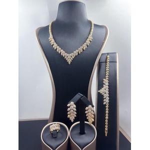 Vintage Gold-Tone Filigree Bridal Jewelry Set
