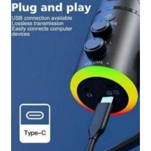 Content Creation RGB Colors Changing USB/ USB C Condenser Microphone For Podcast, Recording, PC Computer, Gaming Streaming, Mic, with RGB Light Reverb Effect Headphone, Jac K Desktop Stand, Vocal Mic, for Singing on YouTube & Ps5 
