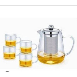 5 -Piece Borosilicate Glass Teapot Set With Removable Infuser & Tea Cups