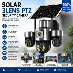 Danstar Triple-Lens 3 PTZ Auto-Rotate Solar Powered 12MP Ultra HD Camera 