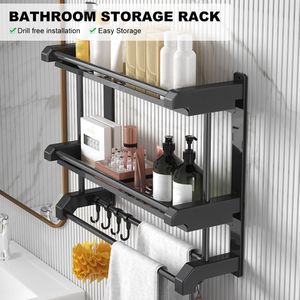 1pc Wall Mounted Punch-free Bathroom Storage Rack, Shower Caddy Shelf  Organizer, Toilet Organizer Rack, Bathroom Shower Rack, Toiletries  Organization And Storage Stainless No Drilling Shower Shelves