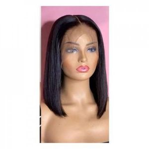 Hair Wig Bob With Frontal Black Colour. 1 Middle Part Wig