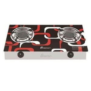 Boscon Premium Tabletop Double Burner Glass Gas Cooker