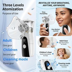 Mesh DOCTOR'S RECOMMENDED Nebulizer Portable Meshs Nebulizer for Adults and Kids,HOT MIST Nebulizer Nasal aid and Home Use, Rechargeable Nebulizer inhaler for Cold & Cough, Breathing Problem Power Display CHEST CONGESTION RELIEF 