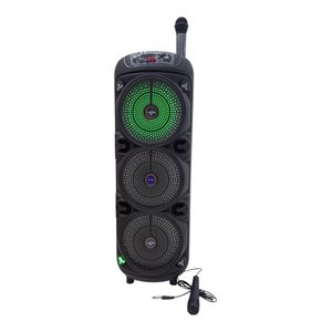 Avcrowns Triple 8 inches multimedia rechargeable Bluetooth speaker with 1 wireless mic remote control and 1 wire microphone 