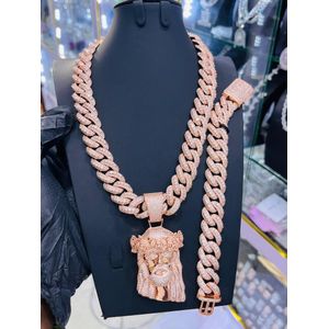 GOLD  ORIGINAL ICED CHAIN,HAND CHAIN  AND ICED  PENDANT(TESTED)