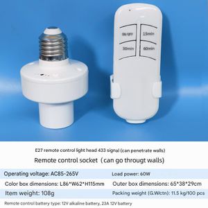Remote Control Light Bulb Socket, E26/E27 Screw in Adapter and 15/30/60 Min Timer for Closet, Garage