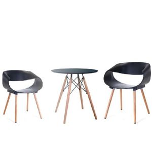 Round Beechwood Dining Table With 2 Sitting Chairs(BLACK)