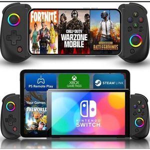 D8 Telescopic & Wireless Mobile Phone Gamepad with Turbo 6-axis Gyro, Vibration Bluetooth - Compatible 5.2 for Android, iPhone, Switch, PS4 & PC 