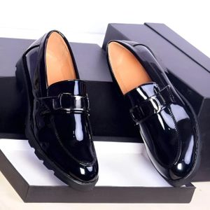 HIGH SOLE GLOSSY LEATHER LUXURY CORPORATE SHOE BLACK