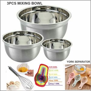 3Pcs Stainless Steel Bowl Kitchen/Baking Combo