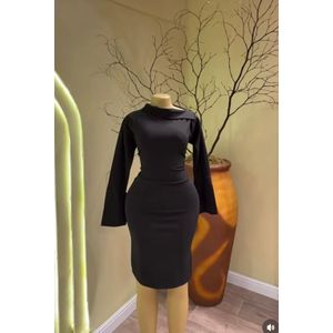 Black off shoulder office dress