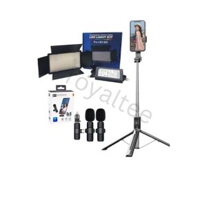 Led 600 Pro, Light, P320 Selfie Stick and K9 Lapel Mic