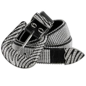 Glittering Rhinestones pin buckle belt Genuine leather Men belt Y2K Rivet belt Punk belt 