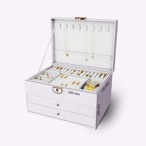 3 Tier Jewelry  Watch Organizer -Drawer-style Cabinets Jewelries Cases Luxury Multiple Compartments Storage