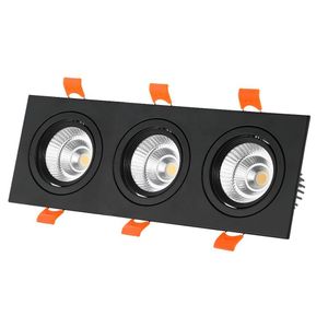 Triple-Head Recessed Rectangular COB LED Downlight Spotlight (Black Finish)