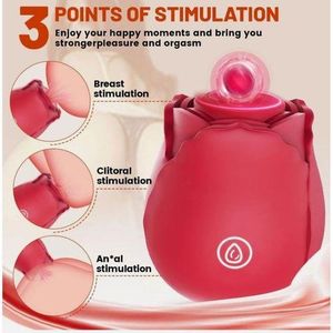 Rose Vibrator Nipple Sucking Clitoris GSPOT Stimulator WATERPROOF Realistic Tongue Massager Couples Vibrator SUCKING AND VIBRATING CLITORIS AND NIPPLE, Rechargeable, Silicon,omen Licking Sucker Vibrator Sex 