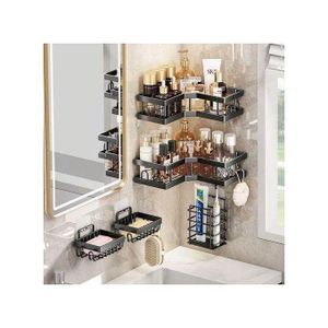 Corner Shower Caddy Rack 3 Tier Wall Mounted Bathroom Organizer with Soap Dish and Toothbrush Holder