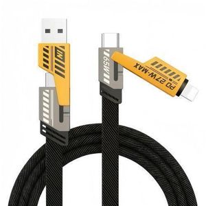 Fast Charging 65W, 4-in-1 Braided Cable with USB-A / USB-C to Type-C / Lightning Cable