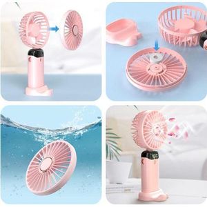 Portable Handheld Fan with LED Display, 90° Foldable, 5 Speed Wind,Hand Held/Neck/Desk 3 in 1 Personal Small Fans, Makeup Fans for Women