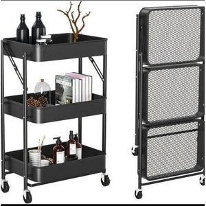 3-Tier Multi-Purpose Steel Rolling Cart with Shelves