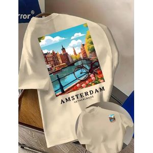 Life In Amsterdam Crew Neck T-shirt-Navy Blue