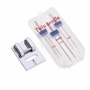 4pcs/set Double Twin Needles Wrinkled Sewing Presser Foot for