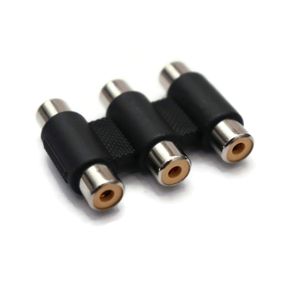3 X RCA FEMALE TO 3 X RCA FEMALE 6.35mm Male to 6.35mm DUAL Female Stereo Headphone Audio Connector- (PACK OF 2)