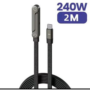 Elough 240W 2-in-1 Type-C to Type-C Fast Charging Cable with Foldable Phone Stand For iPhone 17 16 & Android Phone
