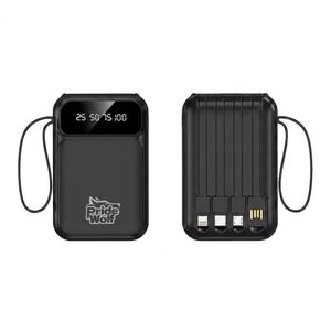 Pride Wolf Mini Power Bank 20000 mAh Portable Charger with 4 Built-in Cables & LED Display