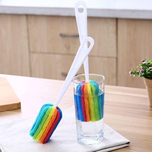 Royal Glow Long Handle Rainbow Sponge Bottle Cleaning Brush Set – Cup, Glass, Baby Bottle & Kitchen Cleaning Brush