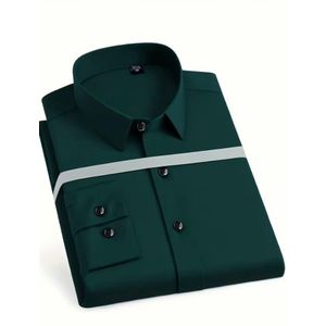 Men's Plain Long Sleeve Shirt-Green