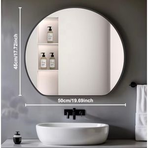 Clo Half-Round Hanging Mirror with an Frame, Suitable for Entryways, Bathrooms, Vanity Makeup Mirrors, And As Decorative Wall Mirrors in Living Rooms. Available in Golden Or Black, Perfect for Christmas Gifts